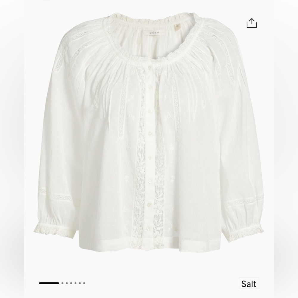 Doen Abigail top- White Lace-Trimmed Blouse